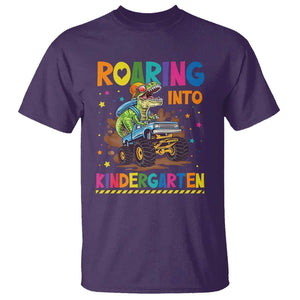 Roaring Into Kindergarten T Shirt Back to School Dinosaur T-Rex Monster Truck TS11 Purple Print Your Wear