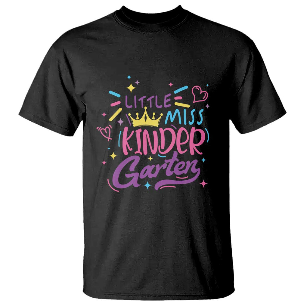 Little Miss Kindergarten T Shirt Back To School Crown Lovely Heart TS11 Black Print Your Wear