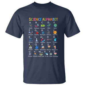 Science T Shirt Alphabet Physical Is All Around Us Teacher TS11 Navy Print Your Wear