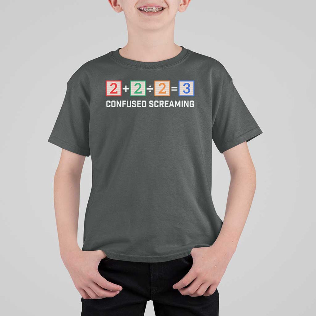 Funny Math T Shirt For Kid Addition Division Subtraction Equals Baby Block TS11 Dark Heather Print Your Wear