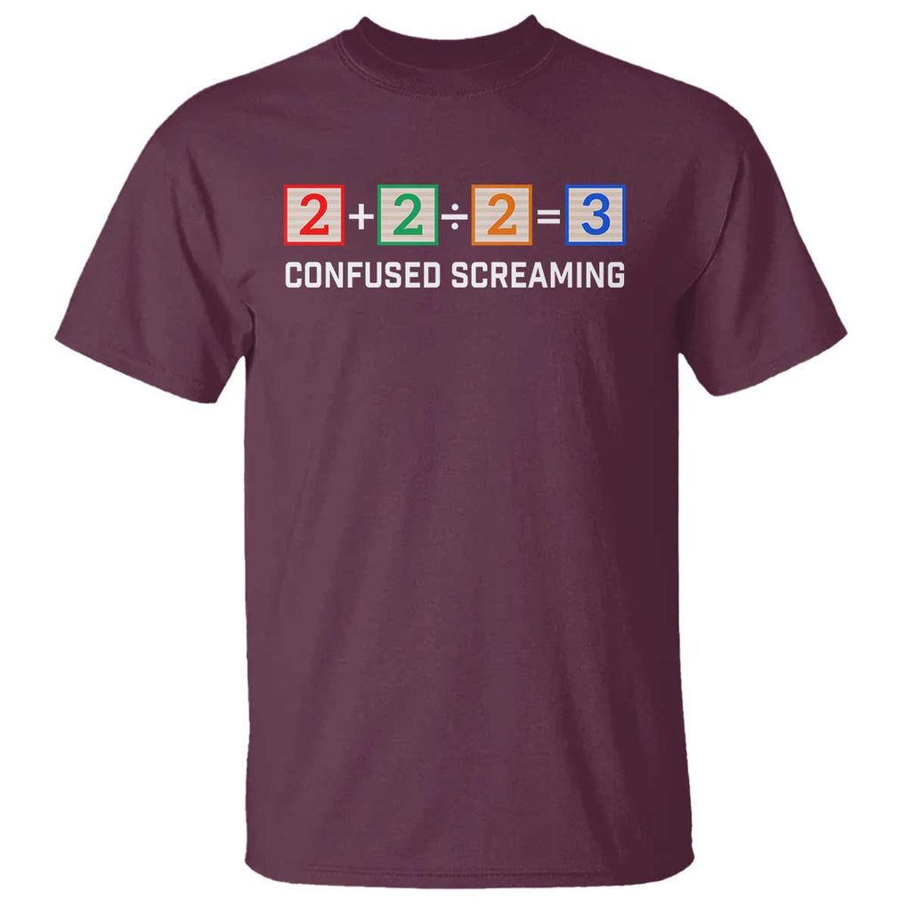 Funny Math T Shirt Addition Division Subtraction Equals Baby Block TS11 Maroon Print Your Wear