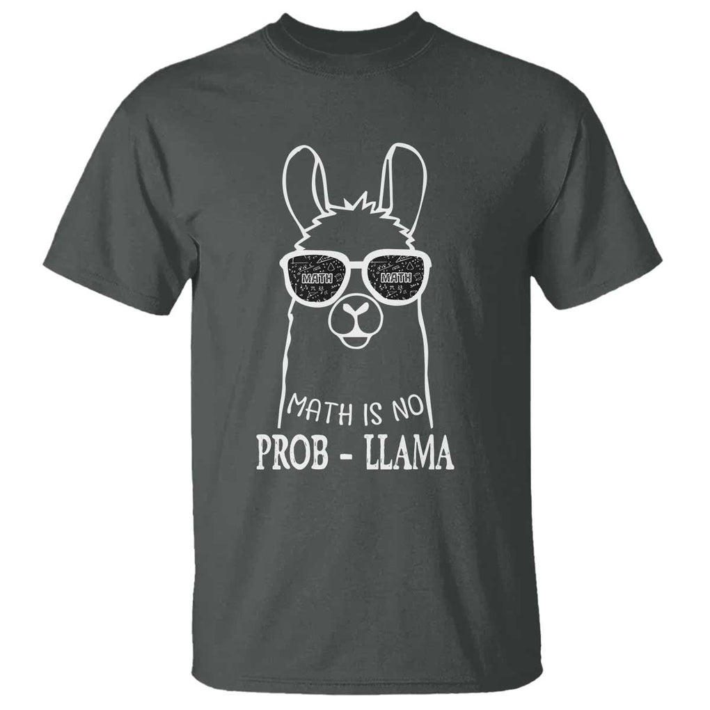 Funny Math Llama T Shirt Math Is No Problem Back To School TS11 Dark Heather Print Your Wear