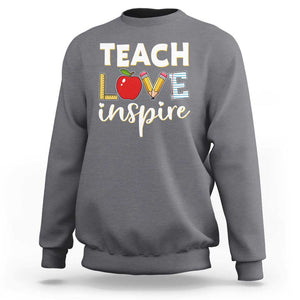 Inspirational Teacher Sweatshirt Teach Love Inspire Apple Pencil Ruler TS11 Charcoal Print Your Wear