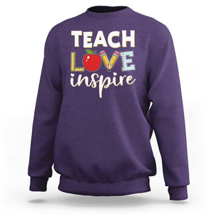 Inspirational Teacher Sweatshirt Teach Love Inspire Apple Pencil Ruler TS11 Purple Print Your Wear