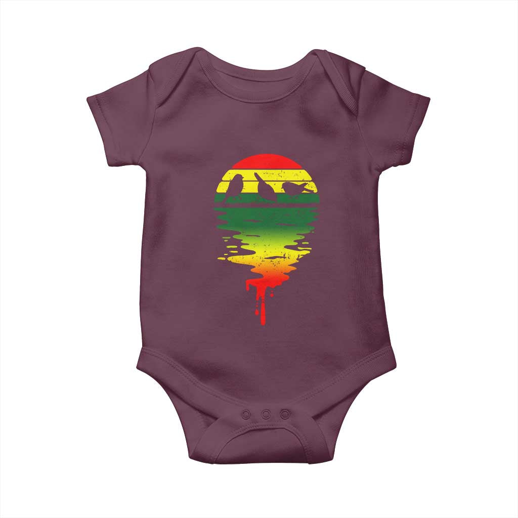 Three Birds Baby Onesie Rasta Sunset Reggae Music Jamaica Reflection TS11 Maroon Print Your Wear