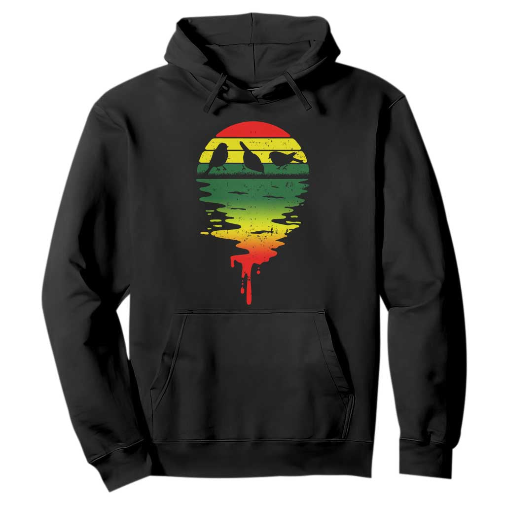 Three Birds Hoodie Rasta Sunset Reggae Music Jamaica Reflection TS11 Black Print Your Wear