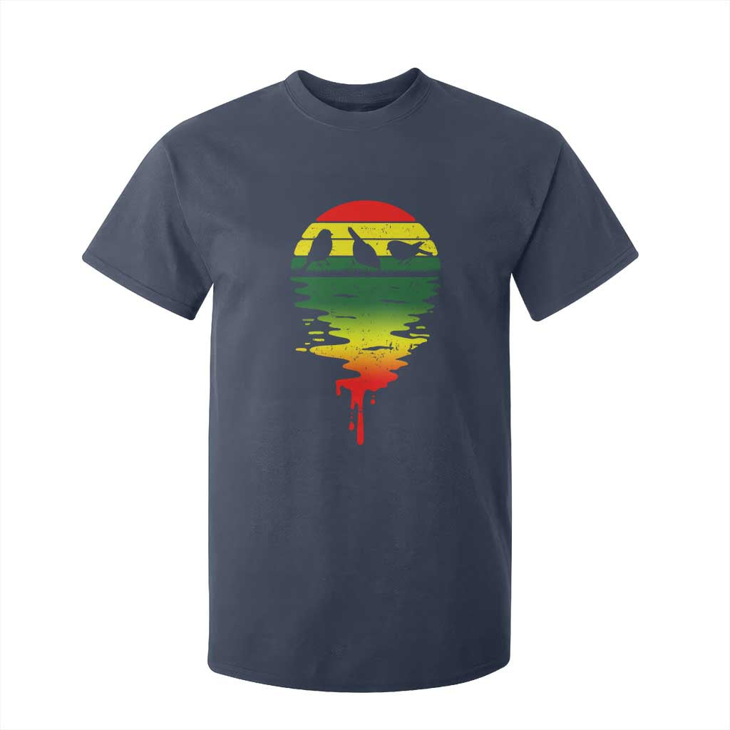 Three Birds T Shirt For Kid Rasta Sunset Reggae Music Jamaica Reflection TS11 Navy Print Your Wear