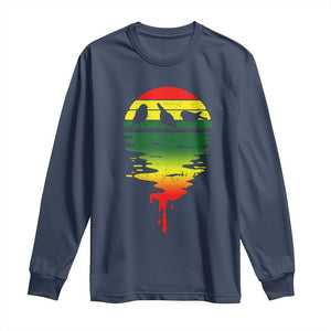 Three Birds Long Sleeve Shirt Rasta Sunset Reggae Music Jamaica Reflection TS11 Navy Print Your Wear