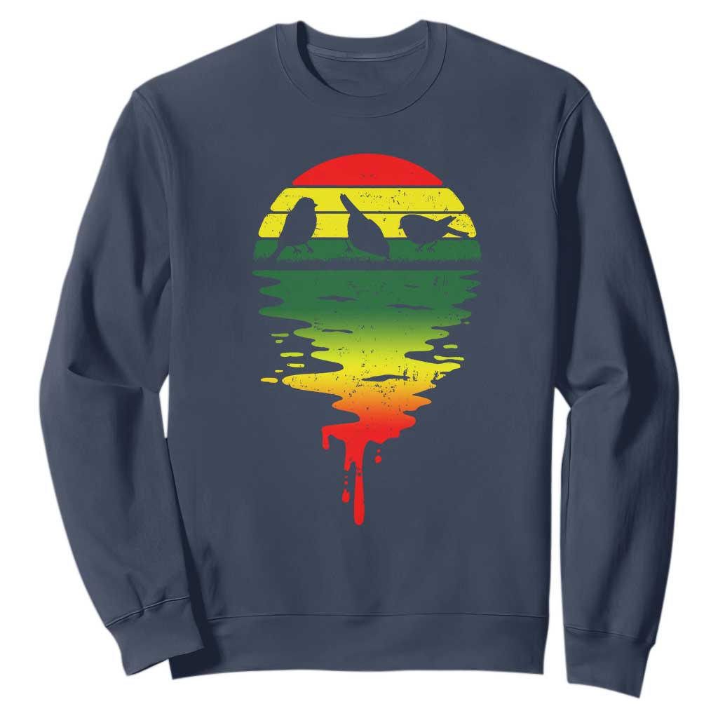 Three Birds Sweatshirt Rasta Sunset Reggae Music Jamaica Reflection TS11 Navy Print Your Wear