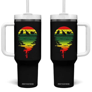 Three Birds Tumbler With Handle Rasta Sunset Reggae Music Jamaica Reflection TS11 One Size: 40 oz Black Print Your Wear