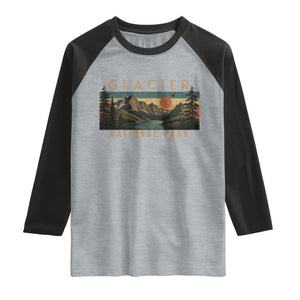 Glacier National Park Raglan Shirt Montana Wildlife Nature Lover TS11 Heather Gray Black Print Your Wear