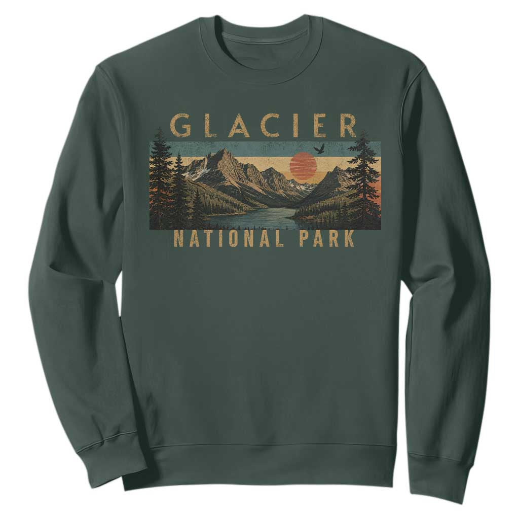 Glacier National Park Sweatshirt Montana Wildlife Nature Lover TS11 Dark Forest Green Print Your Wear