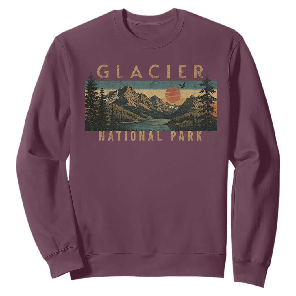 Glacier National Park Sweatshirt Montana Wildlife Nature Lover TS11 Maroon Print Your Wear