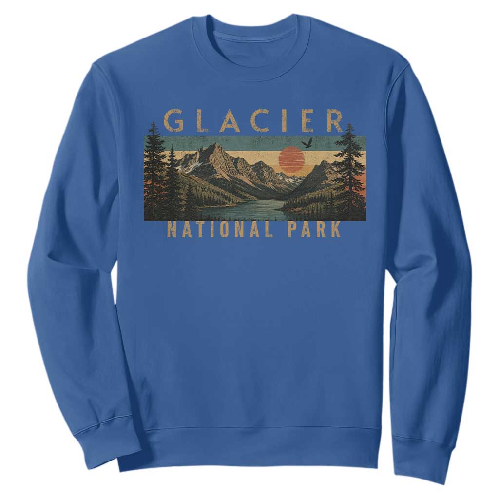 Glacier National Park Sweatshirt Montana Wildlife Nature Lover TS11 Royal Blue Print Your Wear