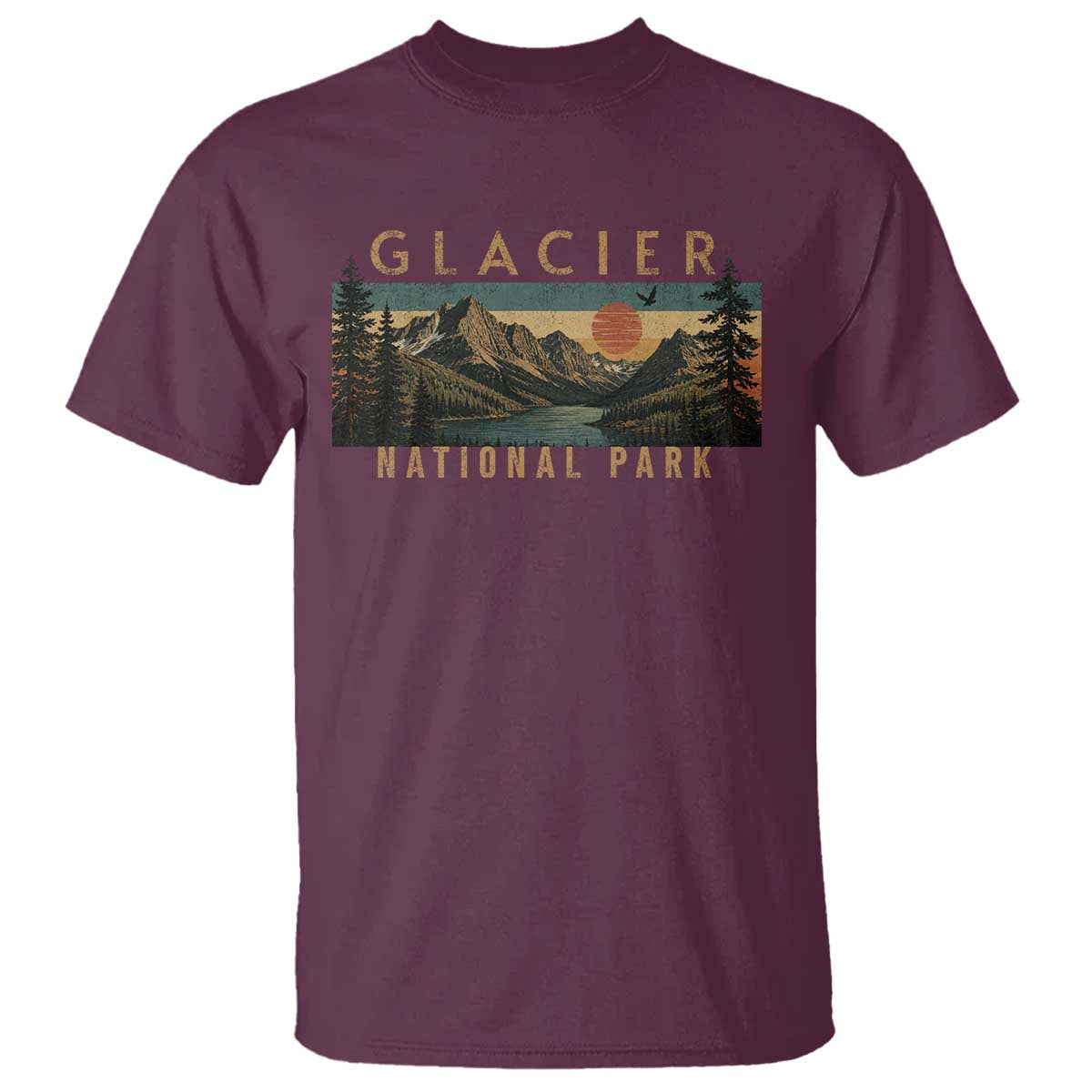 Glacier National Park T Shirt Montana Wildlife Nature Lover TS11 Maroon Print Your Wear