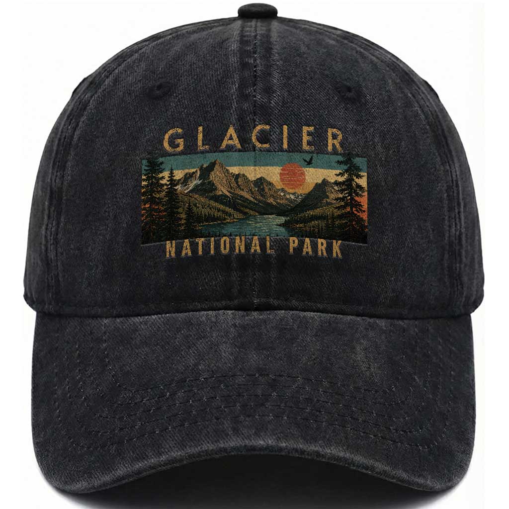 Glacier National Park Washed Cotton Baseball Cap Montana Wildlife Nature Lover TS11 Print Your Wear