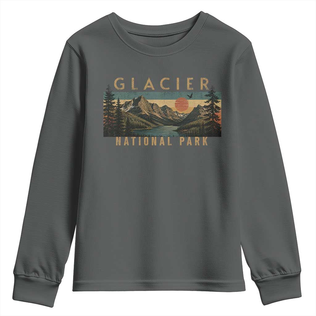 Glacier National Park Youth Sweatshirt Montana Wildlife Nature Lover TS11 Dark Heather Print Your Wear