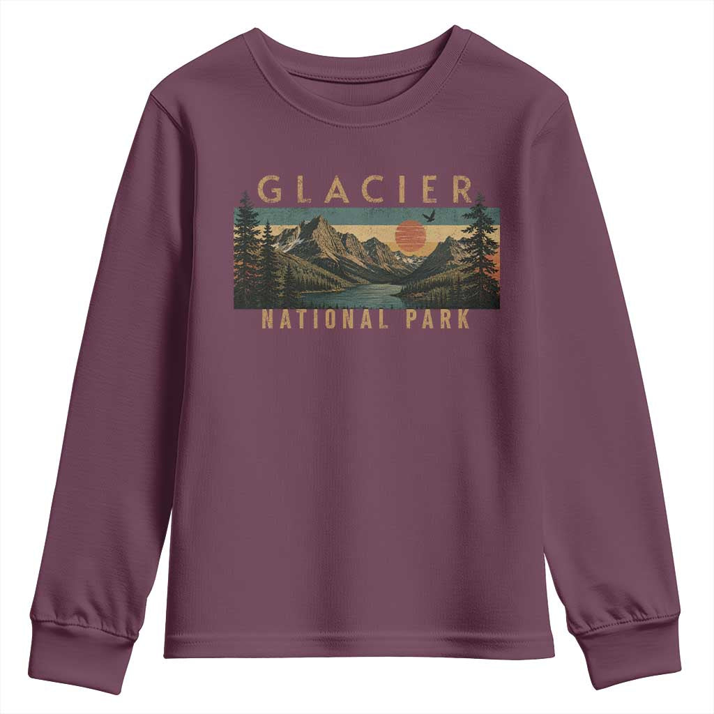 Glacier National Park Youth Sweatshirt Montana Wildlife Nature Lover TS11 Maroon Print Your Wear