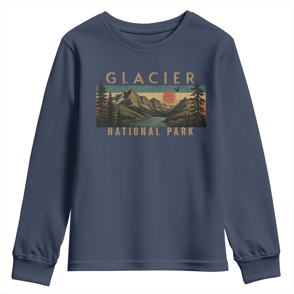Glacier National Park Youth Sweatshirt Montana Wildlife Nature Lover TS11 Navy Print Your Wear