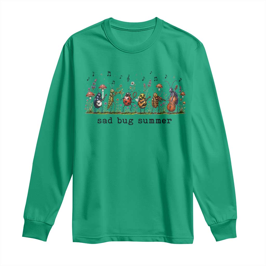 Sad Bug Summer Funny Insect Inspired Indie Aesthetic Long Sleeve Shirt Folk Pop Music Bugs Lover TS11 Irish Green Print Your Wear