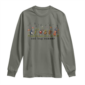 Sad Bug Summer Funny Insect Inspired Indie Aesthetic Long Sleeve Shirt Folk Pop Music Bugs Lover TS11 Military Green Print Your Wear
