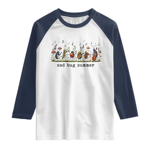 Sad Bug Summer Funny Insect Inspired Indie Aesthetic Raglan Shirt Folk Pop Music Bugs Lover TS11 White Navy Print Your Wear