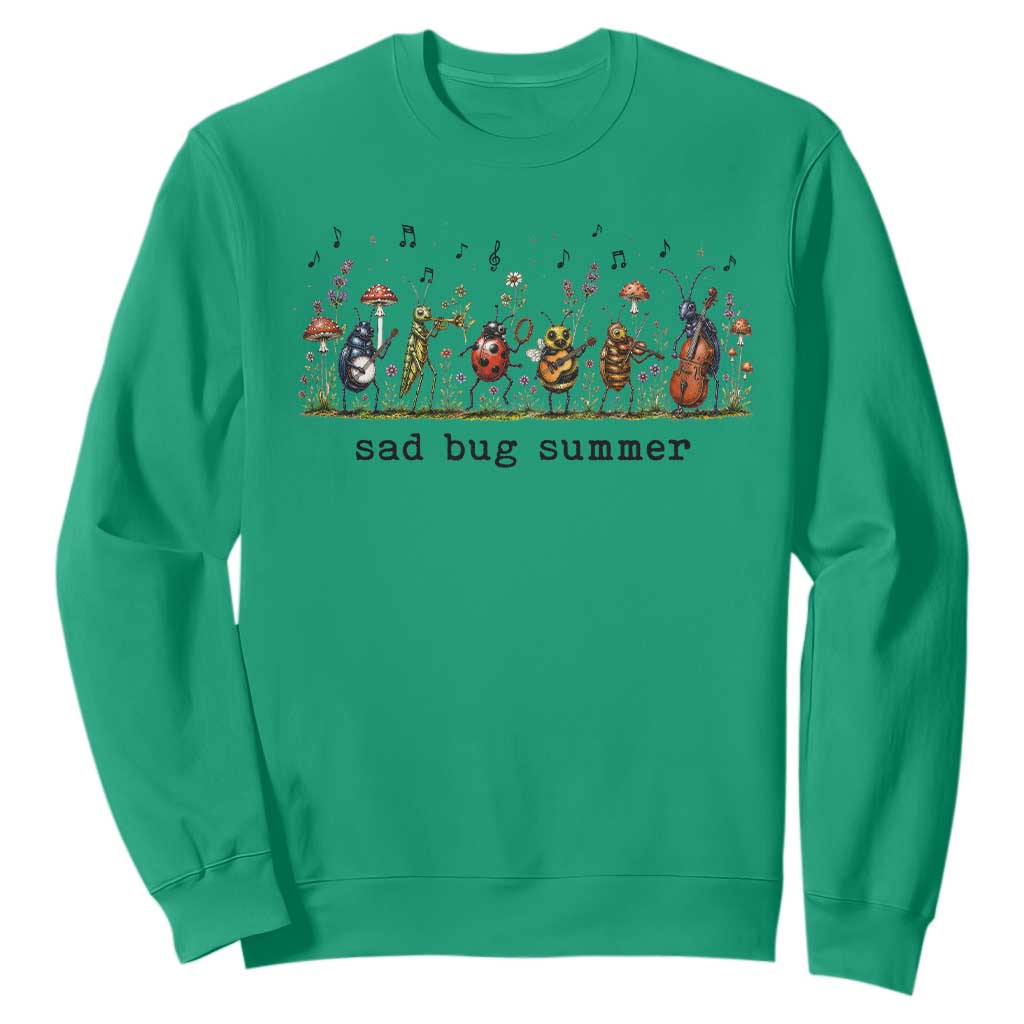 Sad Bug Summer Funny Insect Inspired Indie Aesthetic Sweatshirt Folk Pop Music Bugs Lover TS11 Irish Green Print Your Wear