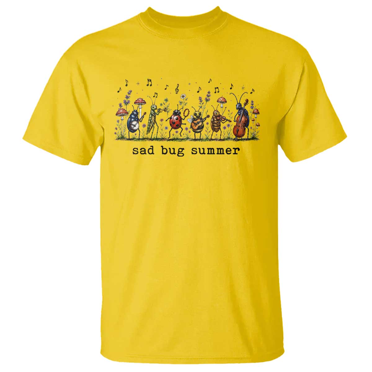 Sad Bug Summer Funny Insect Inspired Indie Aesthetic T Shirt Folk Pop Music Bugs Lover TS11 Daisy Print Your Wear