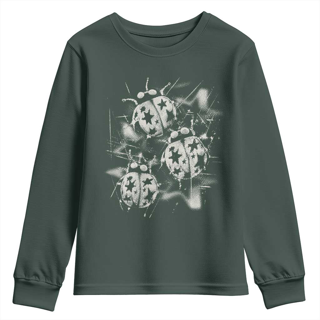 Ladybug Y2k Grunge 2000s Alt 90s Vintage Star Dots Teen Youth Sweatshirt TS11 Dark Forest Green Print Your Wear