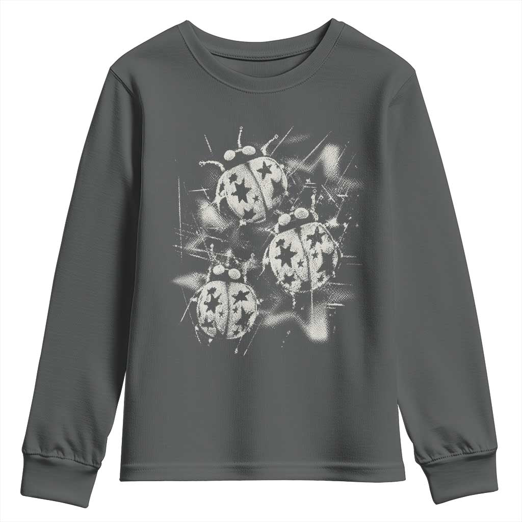 Ladybug Y2k Grunge 2000s Alt 90s Vintage Star Dots Teen Youth Sweatshirt TS11 Dark Heather Print Your Wear