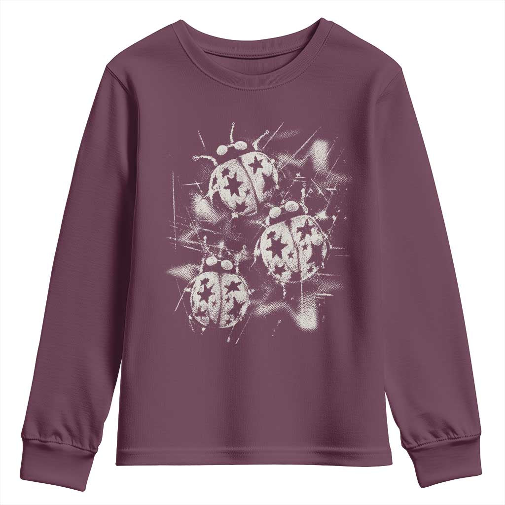 Ladybug Y2k Grunge 2000s Alt 90s Vintage Star Dots Teen Youth Sweatshirt TS11 Maroon Print Your Wear
