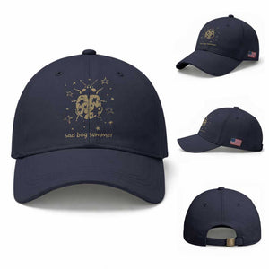 Sad Bug Summer Y2k Ladybug Grunge 2000s Vintage Baseball Cap Folk Music Bugs Lover TS11 Baseball Cap Universal Fit Navy Print Your Wear