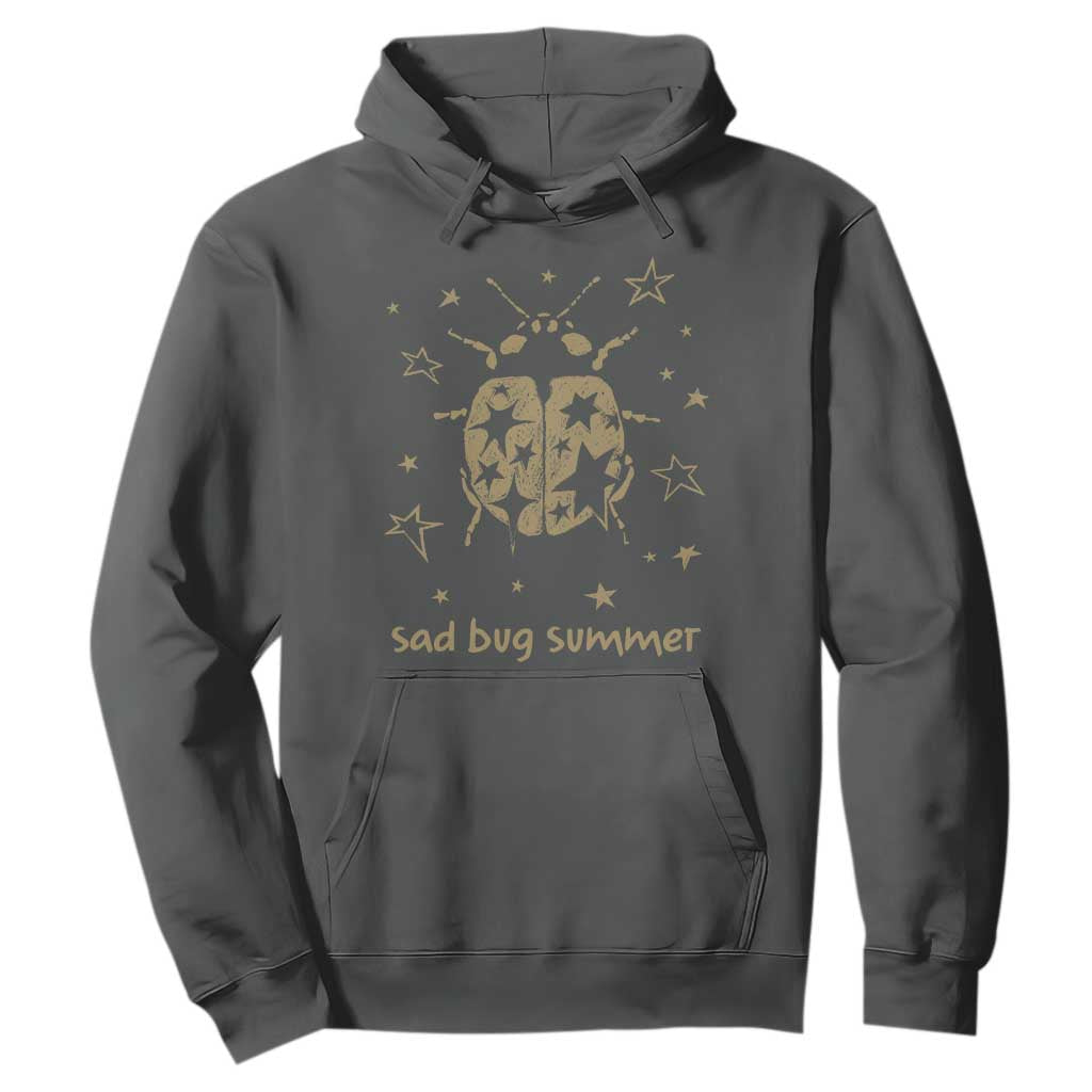 Sad Bug Summer Y2k Ladybug Grunge 2000s Vintage Hoodie Folk Music Bugs Lover TS11 Dark Heather Print Your Wear