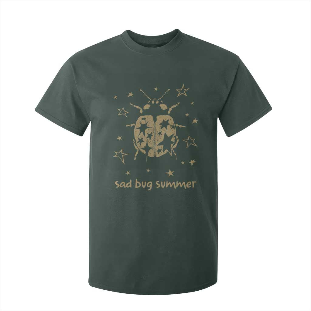 Sad Bug Summer Y2k Ladybug Grunge 2000s Vintage T Shirt For Kid Folk Music Bugs Lover TS11 Dark Forest Green Print Your Wear