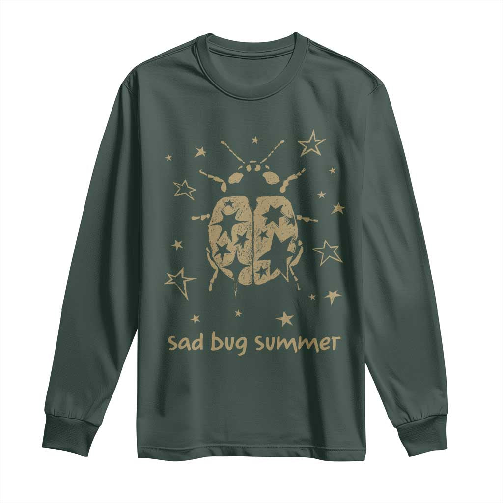 Sad Bug Summer Y2k Ladybug Grunge 2000s Vintage Long Sleeve Shirt Folk Music Bugs Lover TS11 Dark Forest Green Print Your Wear