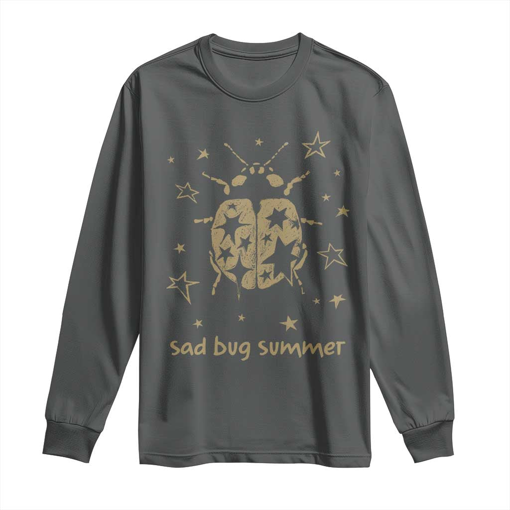 Sad Bug Summer Y2k Ladybug Grunge 2000s Vintage Long Sleeve Shirt Folk Music Bugs Lover TS11 Dark Heather Print Your Wear