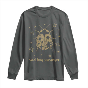 Sad Bug Summer Y2k Ladybug Grunge 2000s Vintage Long Sleeve Shirt Folk Music Bugs Lover TS11 Dark Heather Print Your Wear