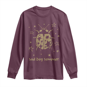 Sad Bug Summer Y2k Ladybug Grunge 2000s Vintage Long Sleeve Shirt Folk Music Bugs Lover TS11 Maroon Print Your Wear