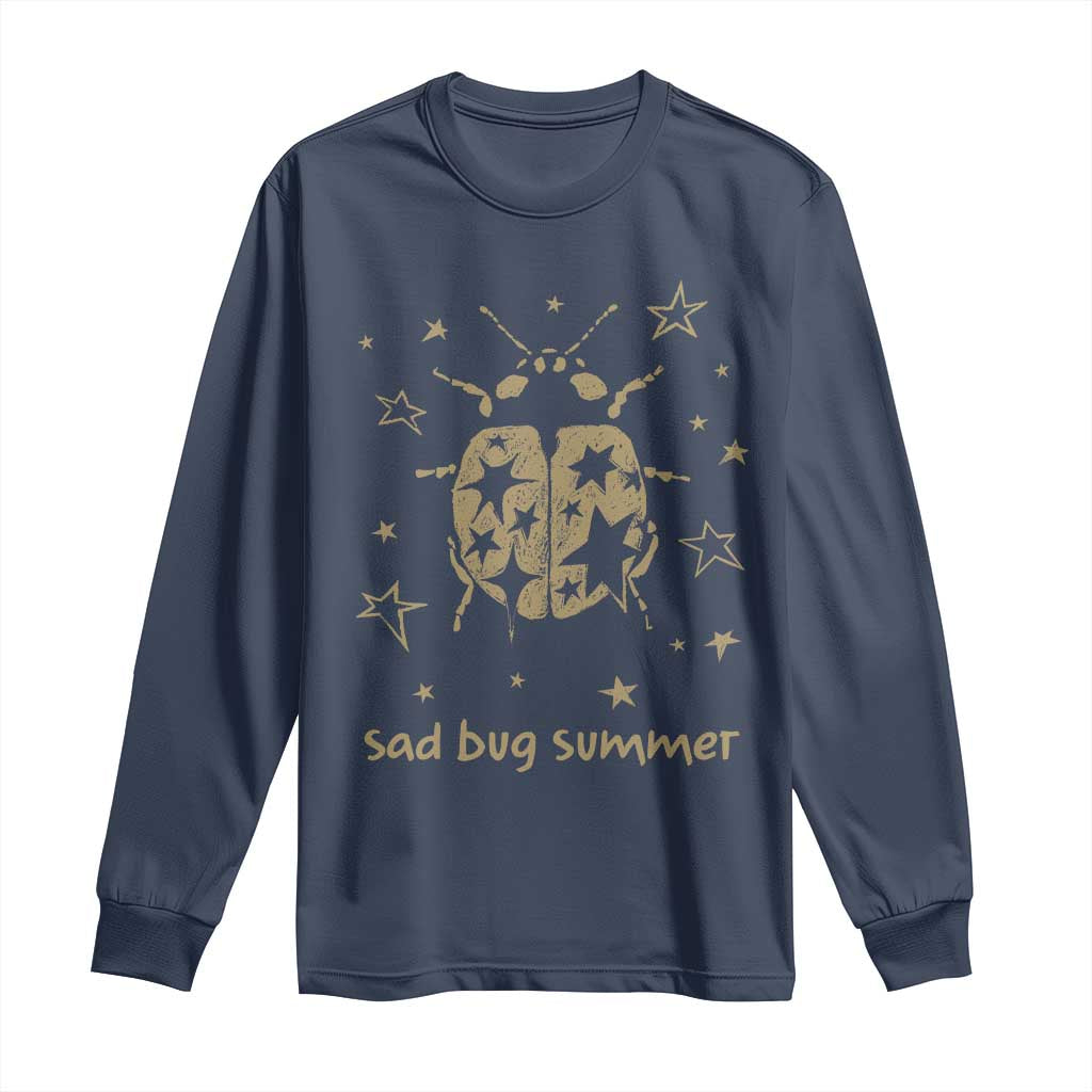 Sad Bug Summer Y2k Ladybug Grunge 2000s Vintage Long Sleeve Shirt Folk Music Bugs Lover TS11 Navy Print Your Wear