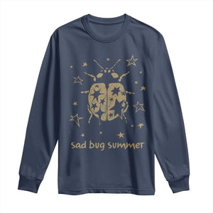 Sad Bug Summer Y2k Ladybug Grunge 2000s Vintage Long Sleeve Shirt Folk Music Bugs Lover TS11 Navy Print Your Wear