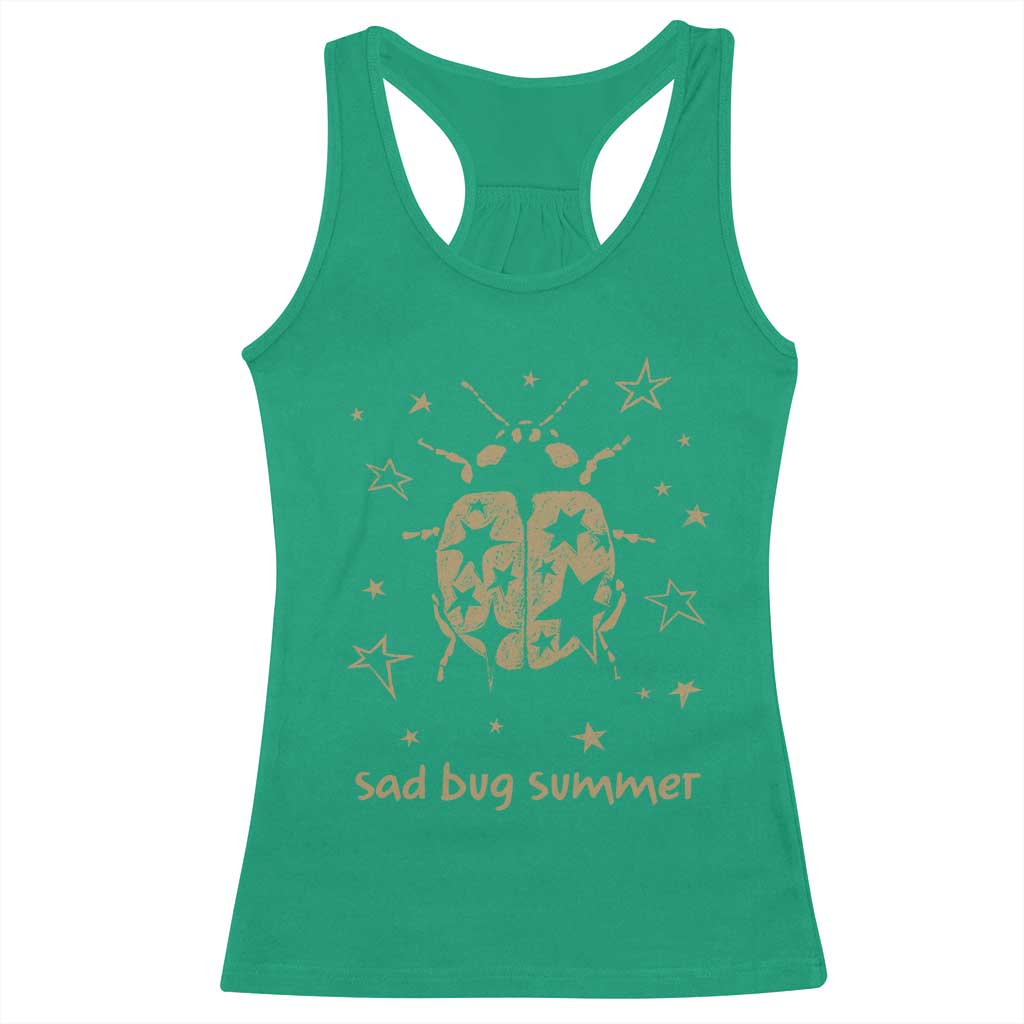 Sad Bug Summer Y2k Ladybug Grunge 2000s Vintage Racerback Tank Top Folk Music Bugs Lover TS11 Irish Green Print Your Wear