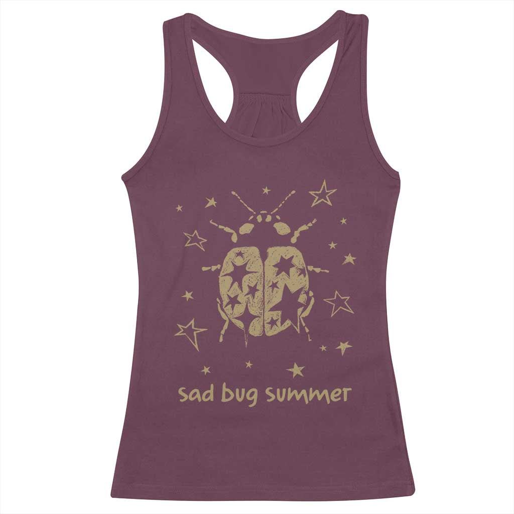 Sad Bug Summer Y2k Ladybug Grunge 2000s Vintage Racerback Tank Top Folk Music Bugs Lover TS11 Maroon Print Your Wear