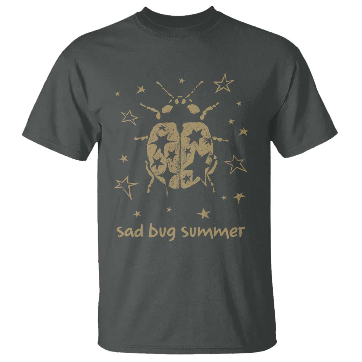 Sad Bug Summer Y2k Ladybug Grunge 2000s Vintage T Shirt Folk Music Bugs Lover TS11 Dark Heather Print Your Wear