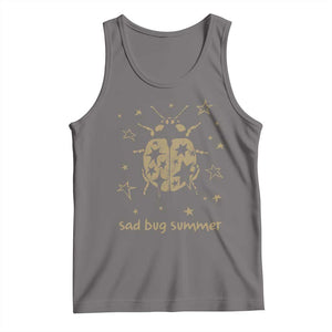 Sad Bug Summer Y2k Ladybug Grunge 2000s Vintage Tank Top Folk Music Bugs Lover TS11 Deep Heather Print Your Wear