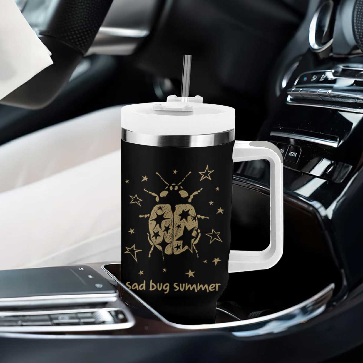 Sad Bug Summer Y2k Ladybug Grunge 2000s Vintage Tumbler With Handle Folk Music Bugs Lover TS11 Print Your Wear