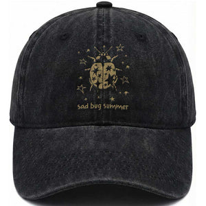 Sad Bug Summer Y2k Ladybug Grunge 2000s Vintage Washed Cotton Baseball Cap Folk Music Bugs Lover TS11 Print Your Wear