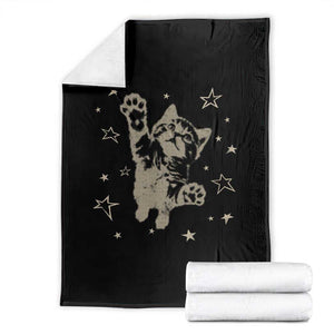90s Y2k Cat Jumping Stars 2000s Grunge Vintage Graphic Throw Blanket TS11 Black Print Your Wear