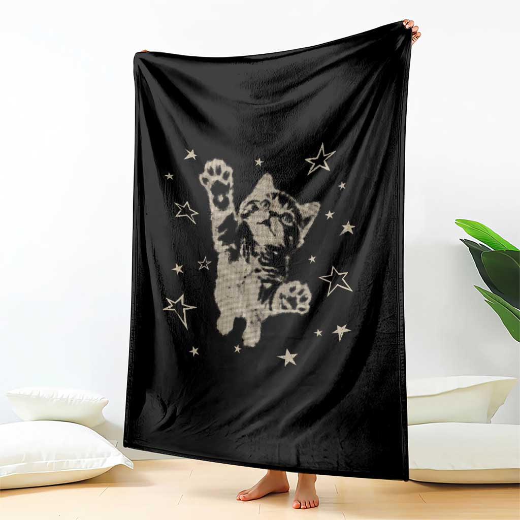 90s Y2k Cat Jumping Stars 2000s Grunge Vintage Graphic Throw Blanket TS11 Print Your Wear