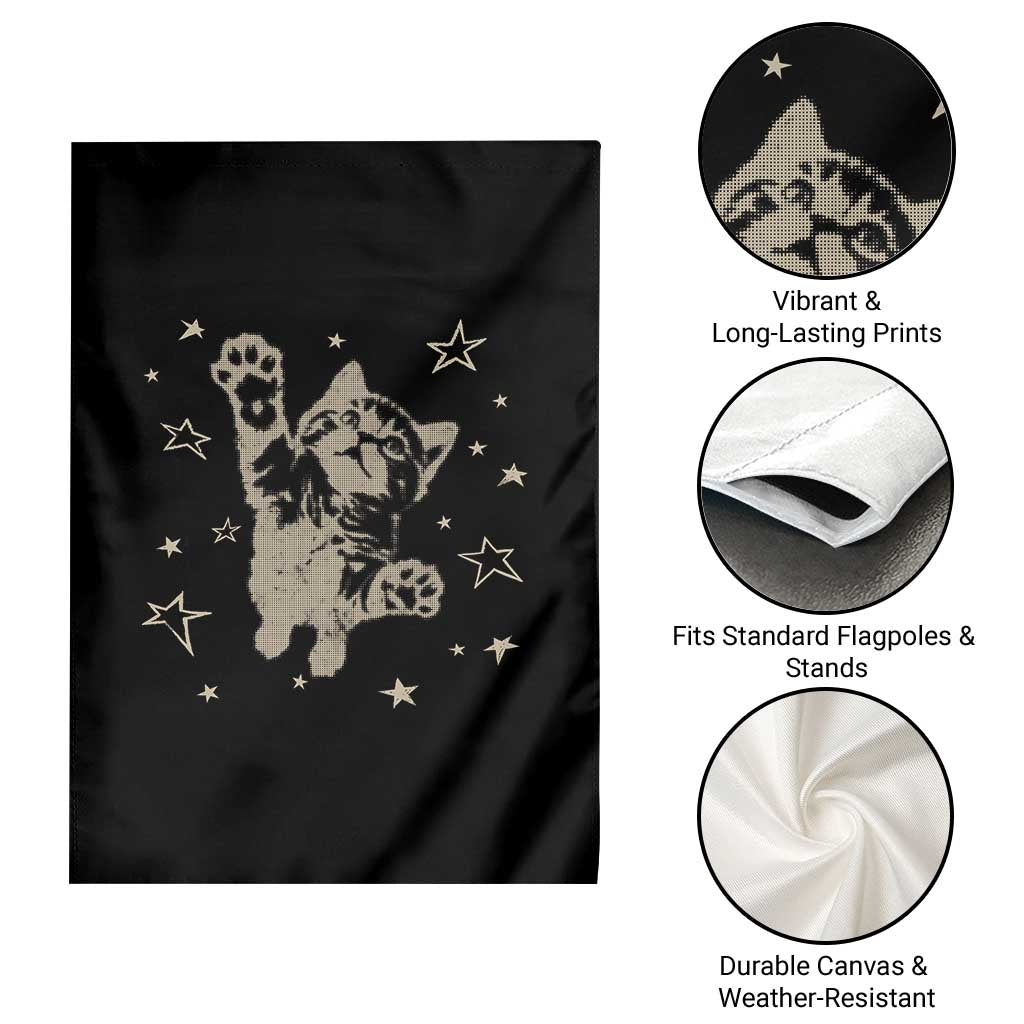 90s Y2k Cat Jumping Stars 2000s Grunge Vintage Graphic Garden Flag TS11 Print Your Wear