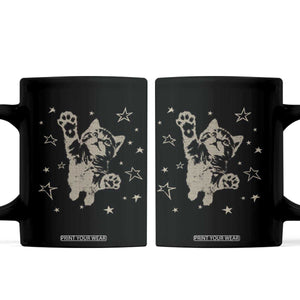 90s Y2k Cat Jumping Stars 2000s Grunge Vintage Graphic Coffee Mug TS11 Black Print Your Wear
